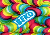 Farbenfrohes, computergeneriertes Logo von BEKO Solutions: geschwungene, \n                    bunte Formen in Gelb, Blau, Grün und Rot, in deren Mitte der Schriftzug „BEKO“ steht. \n                    Das Motiv gehört zu den frühen computererzeugten Grafikarbeiten des Unternehmens.